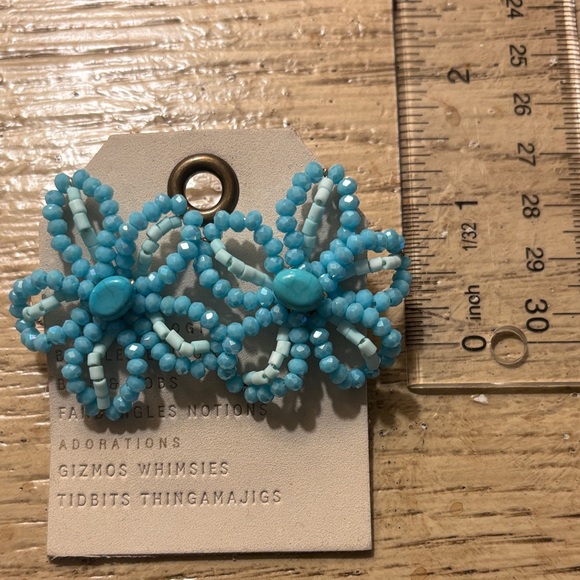 Anthropologie Turquoise Flower Beaded Earrings - Picture 3 of 3